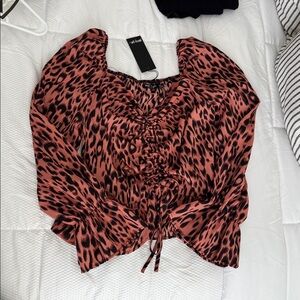 Nasty Gal Animal Print Long Sleeve Blouse
